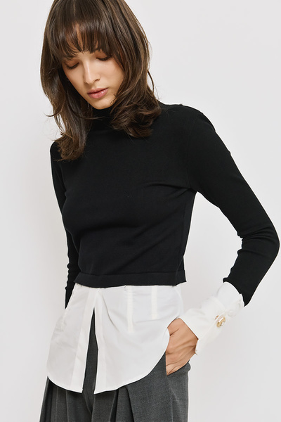 KNITTED SWEATER WITH SHIRT DETAILS