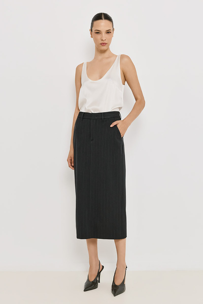 STRIPED MIDI SKIRT