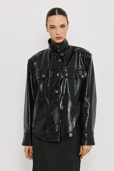 JACKET WITH LEATHER TEXTURE