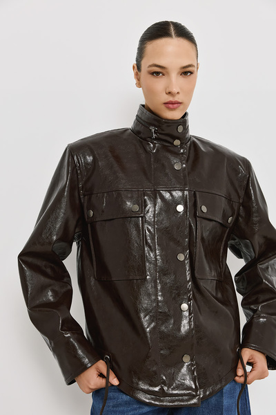 JACKET WITH LEATHER TEXTURE
