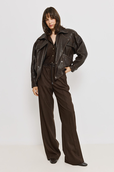 WOOLEN BROAD-LEG PANTS