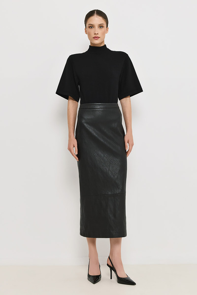 LEATHER MIDI SKIRT