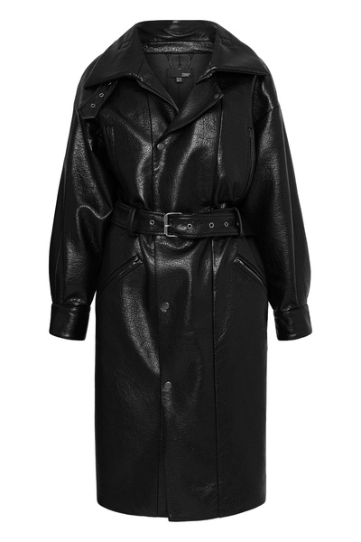 ΜΑΚΡΥ ΠΑΛΤΟ ΣΕ ΥΦΗ ΔΕΡΜΑΤΟΣ ΜΕ ΖΩΝΗ