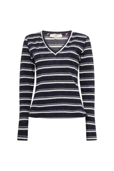STRIPED V-NECK BLOUSE