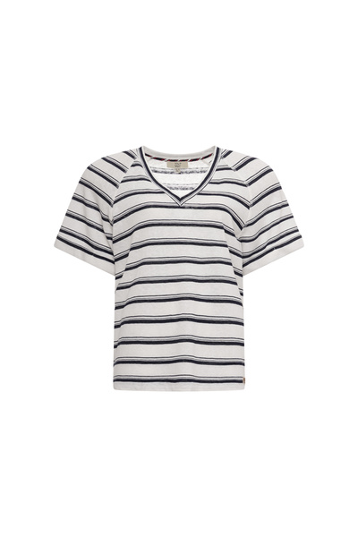 STRIPPED V-NECK T-SHIRT