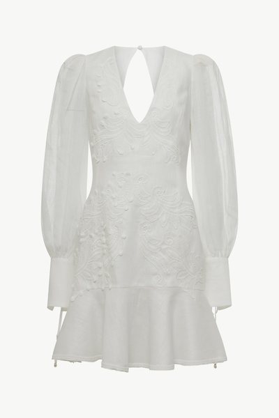 LINEN MINI EMBROIDERED DRESS