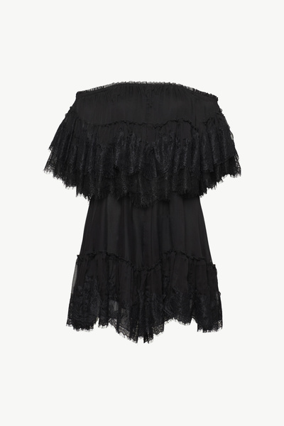 OFF-SHOULDER SILK MINI DRESS